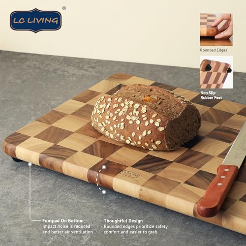 Foodpad installed, Chopping Board with rounded edge, Bread Serving, Non Slip Rubber Feet