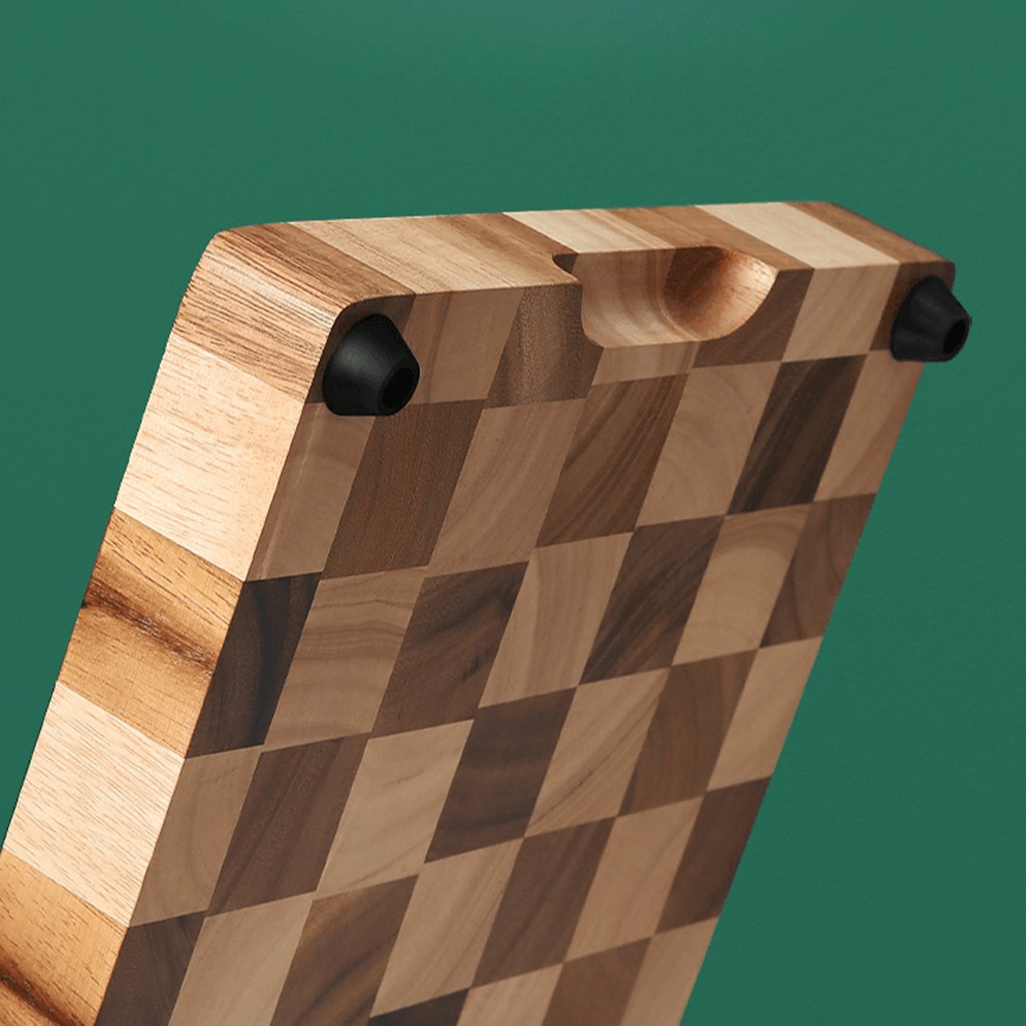 LC Living Thai Acacia Wood Chessboard Footed Cutting Board, Butcher Block with Style, Build-in Handles, Thickness for Stability, Durable and Stylish Design